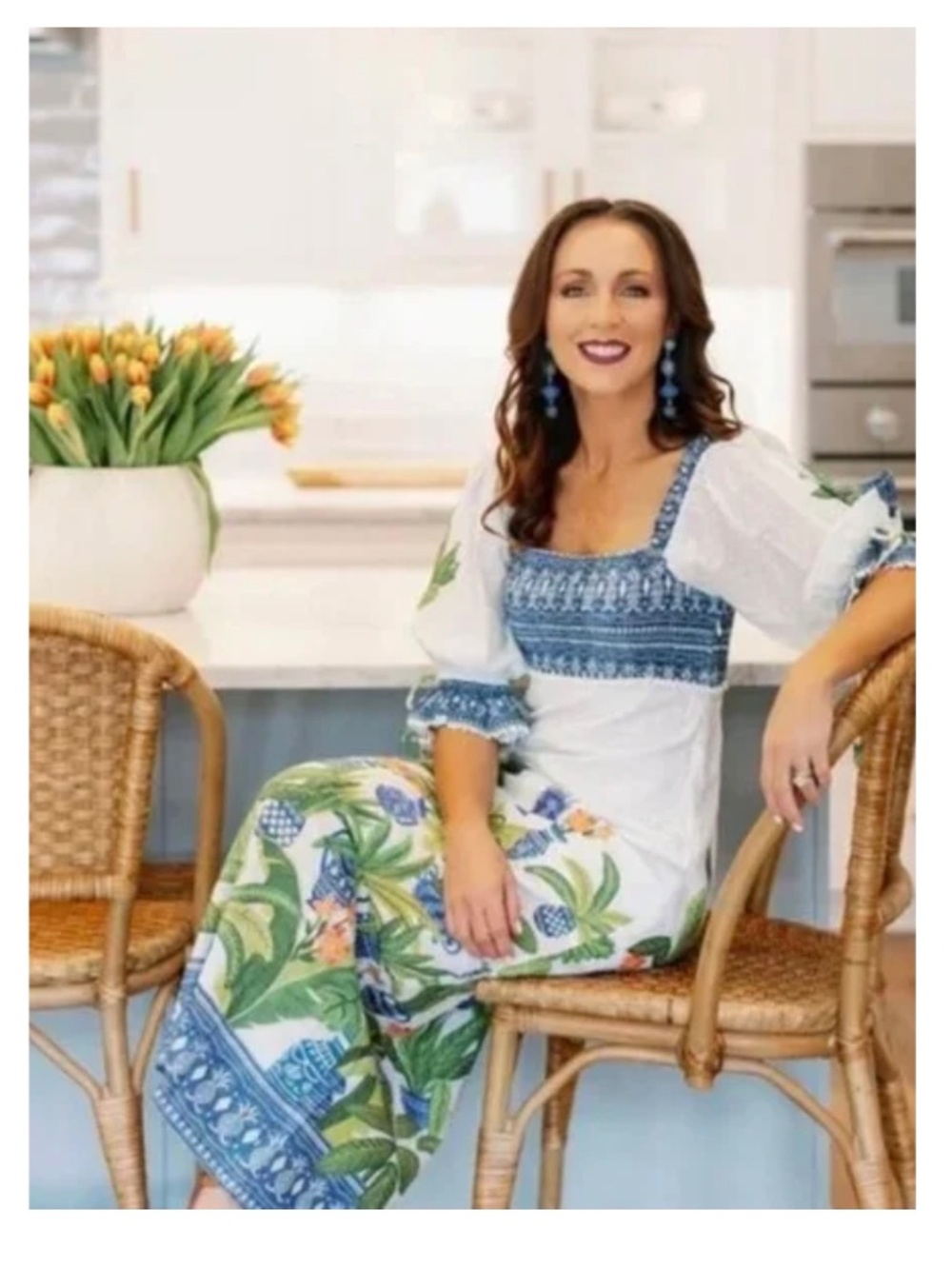 Farm Rio Vase Forest Print Smocked Maxi Dress - Picture 3 of 3